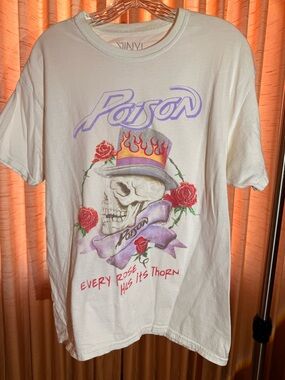Tilly's White Graphic Tee with Purple & Red Skull Design